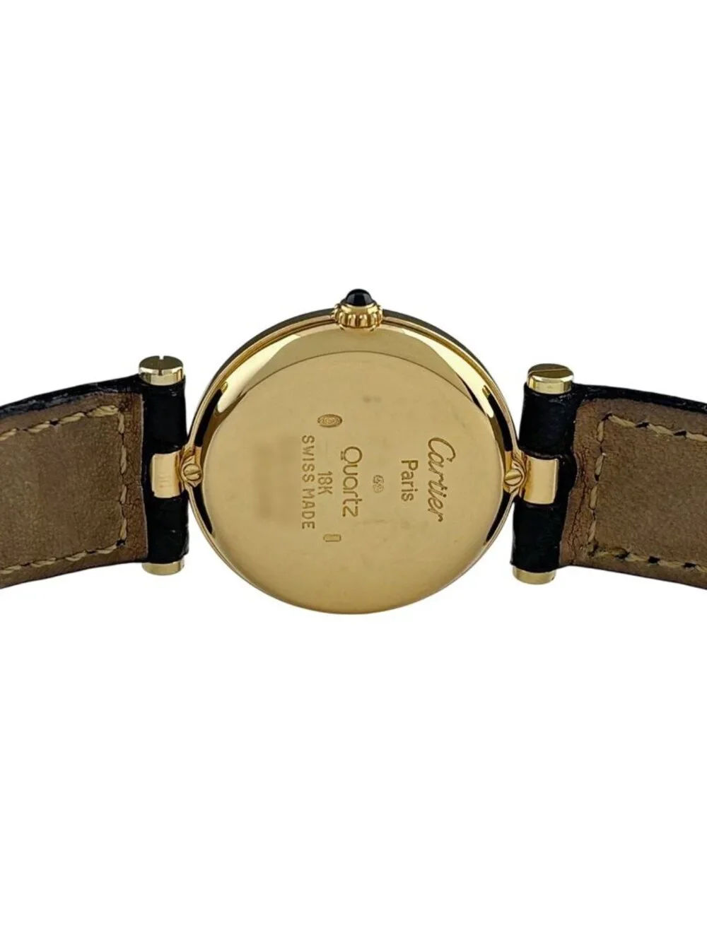 Cartier Must Vendome Watch YG Leather Quartz White